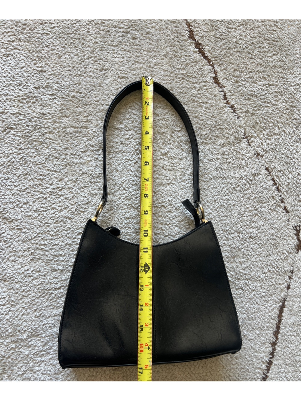 Vintage 90s Liz Claiborne Black Faux Leather Sleek Minimalist Shoulder Bag Purse - Picture 13 of 16